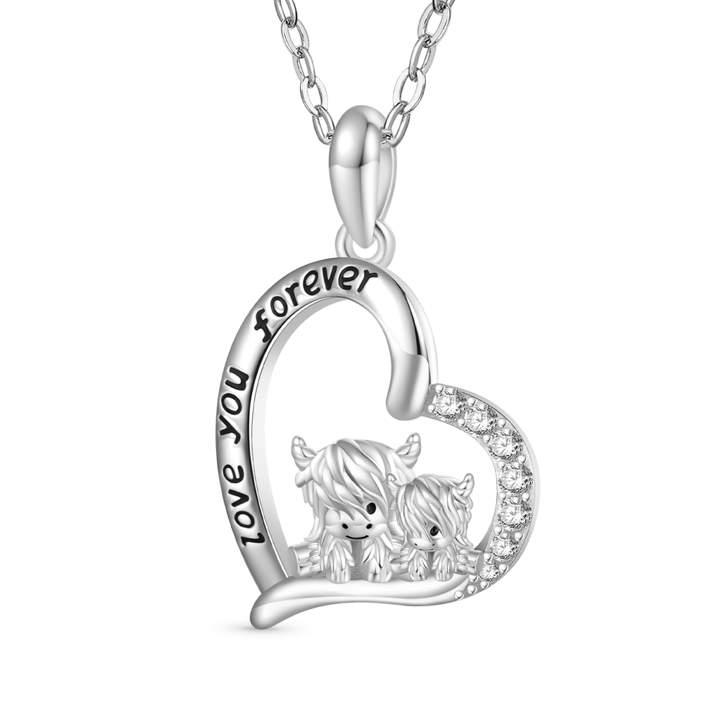 Highland Cow Heart Necklace image number 0
