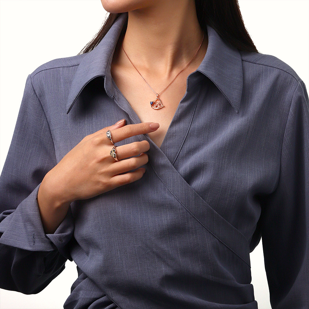 Highland Cow Heart Birthstone Necklace image number 5