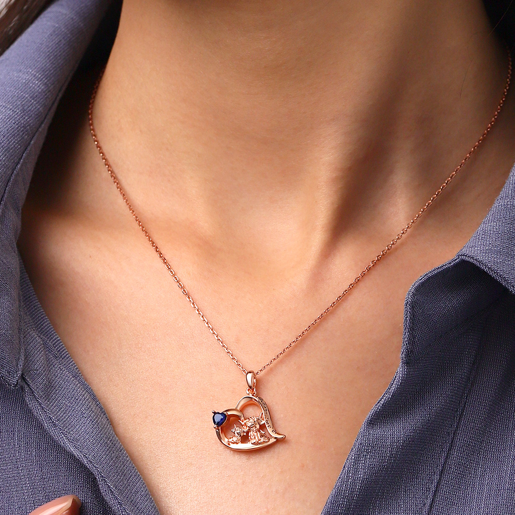 Highland Cow Heart Birthstone Necklace image number 6