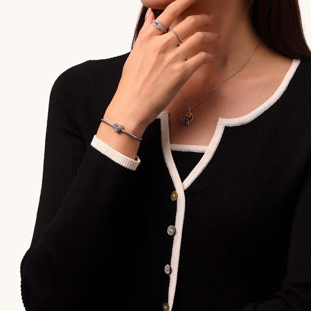 Color CZ Brilliant Heart Charm image number 4