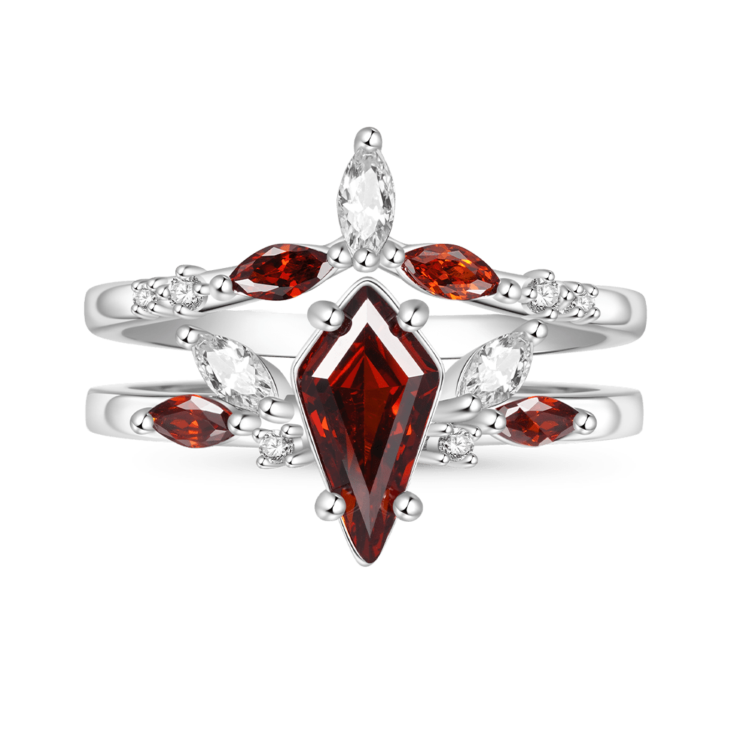 Red Garnet Kite Rings image number 0