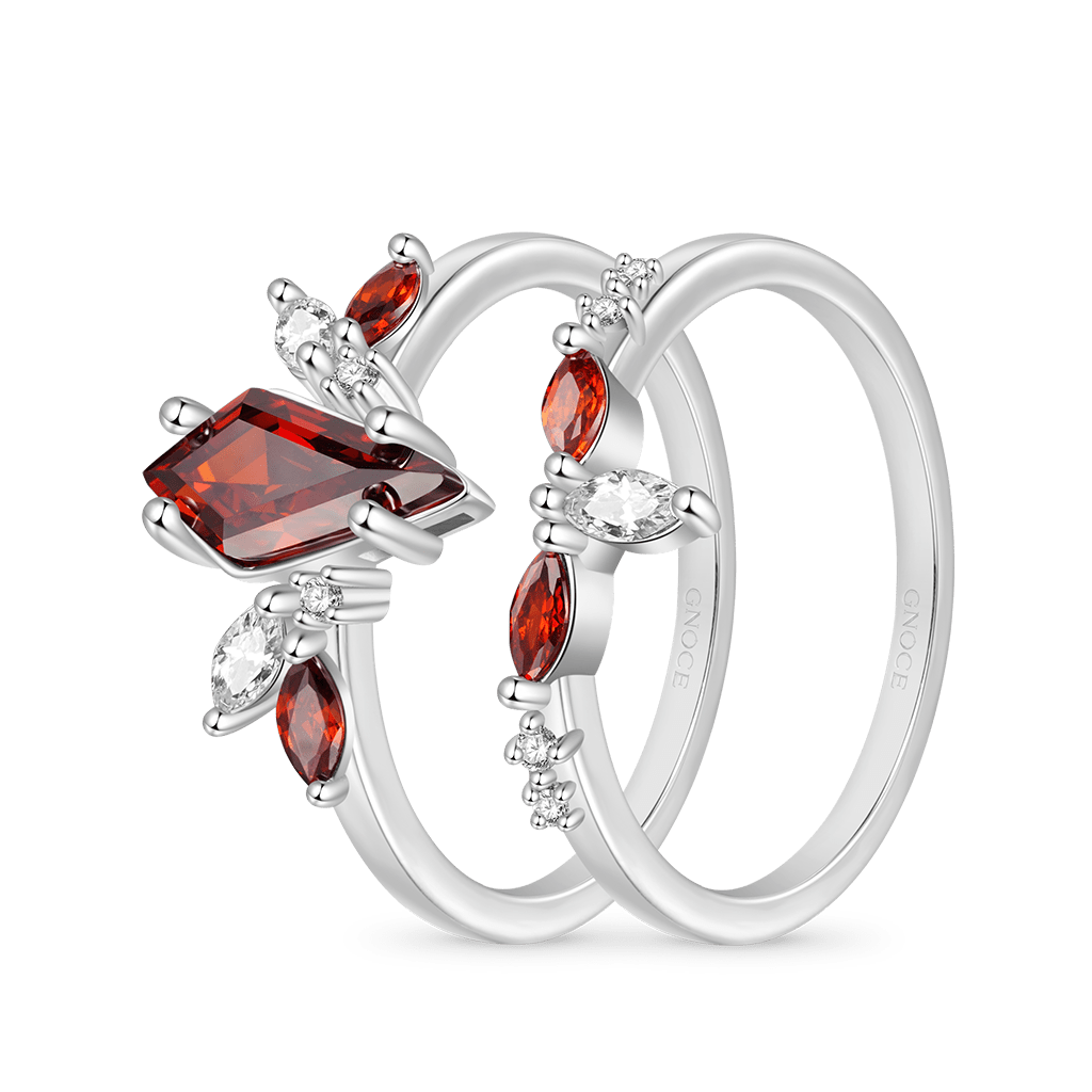 Red Garnet Kite Rings image number 1