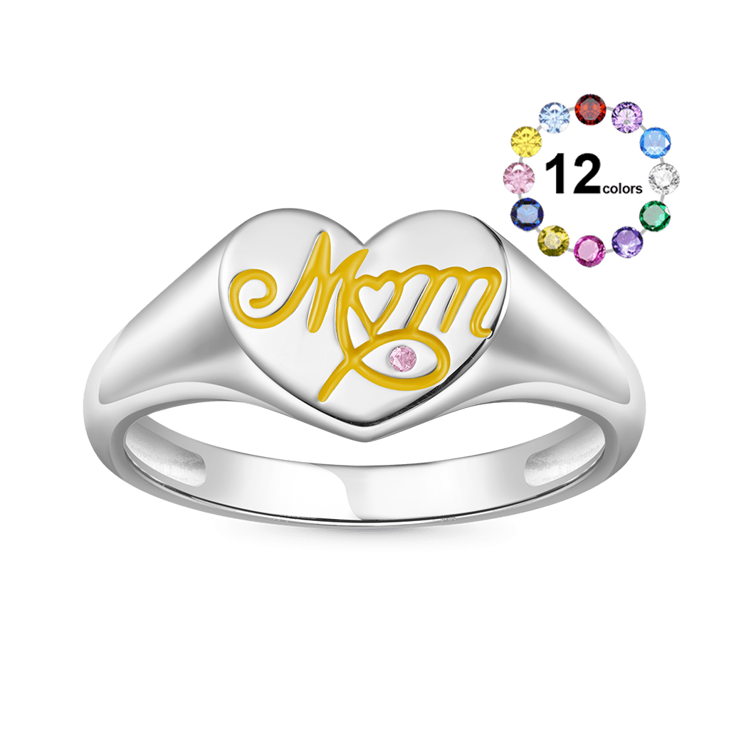 Mother's Day Heart Signet Ring image number 0