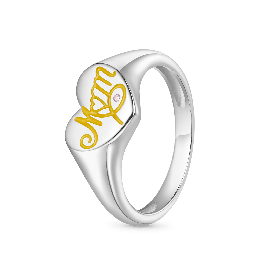Mother's Day Heart Signet Ring image number 1