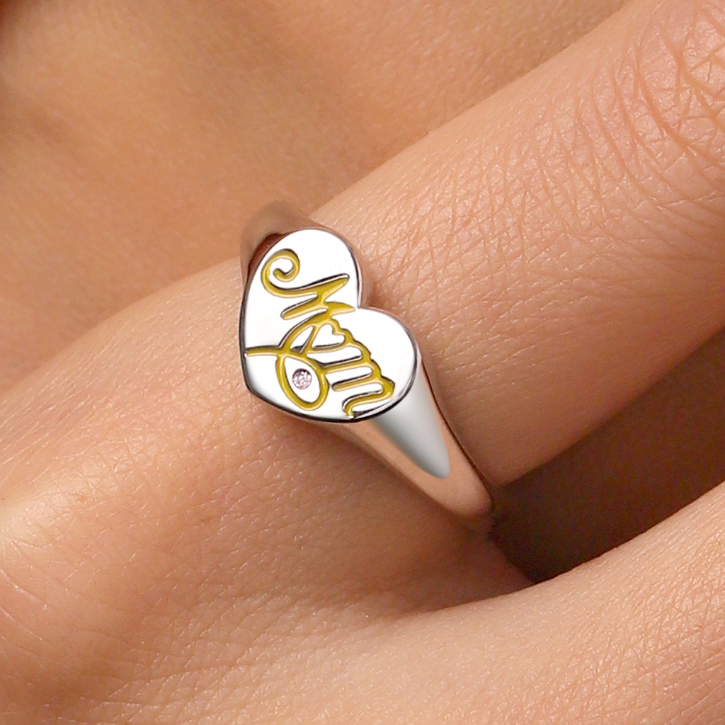Mother's Day Heart Signet Ring image number 5