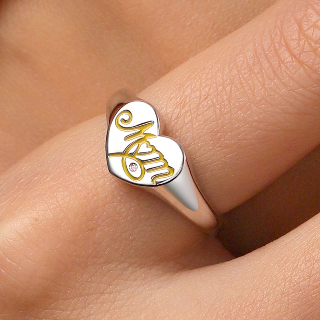Mother's Day Heart Signet Ring image number 5