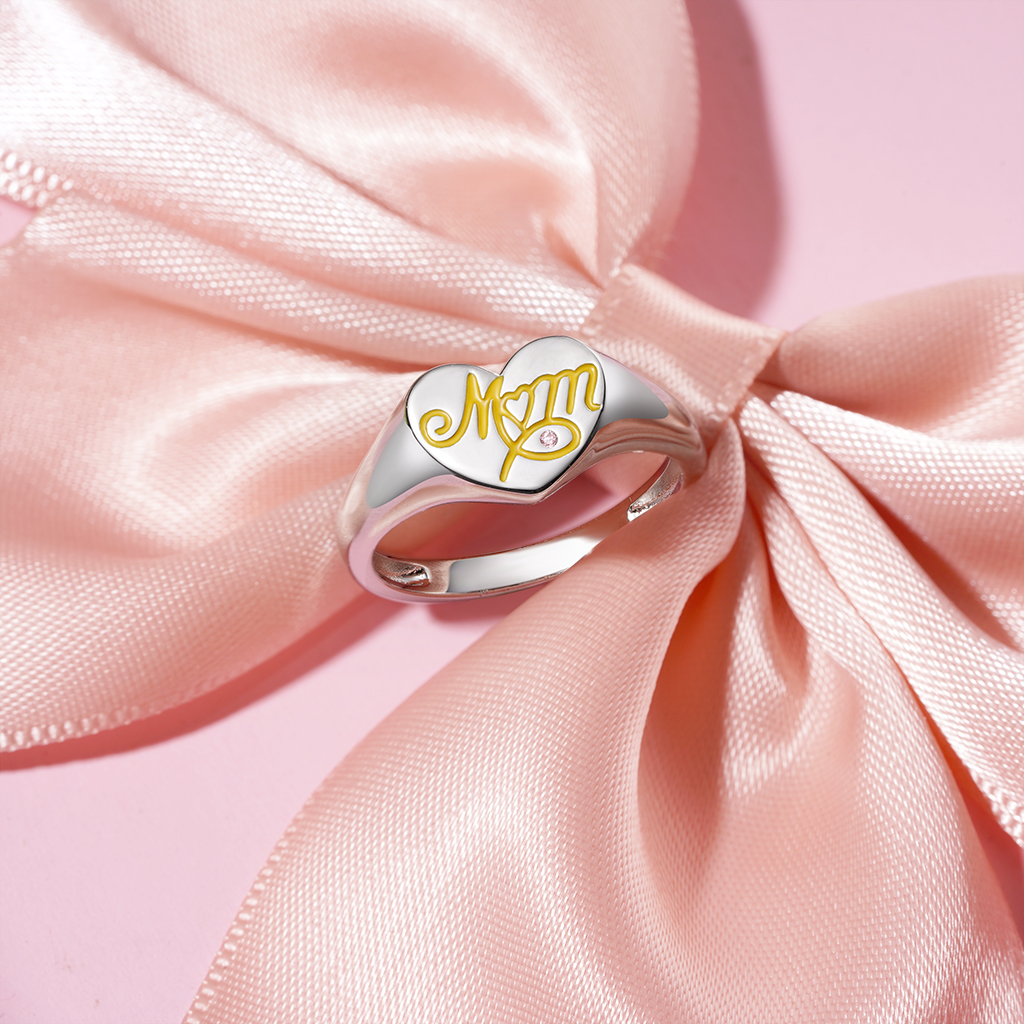 Mother's Day Heart Signet Ring image number 3