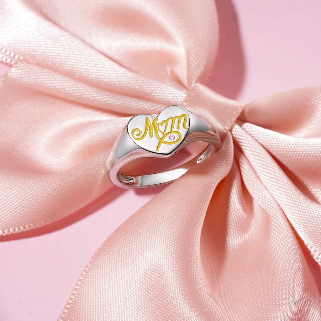 Mother's Day Heart Signet Ring image number 3