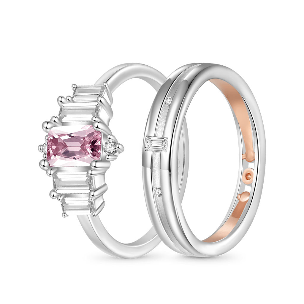 Pink Cubic Zirconia Couple Rings image number 1