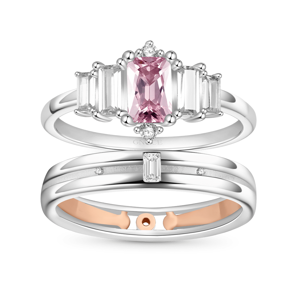 Pink Cubic Zirconia Couple Rings image number 0