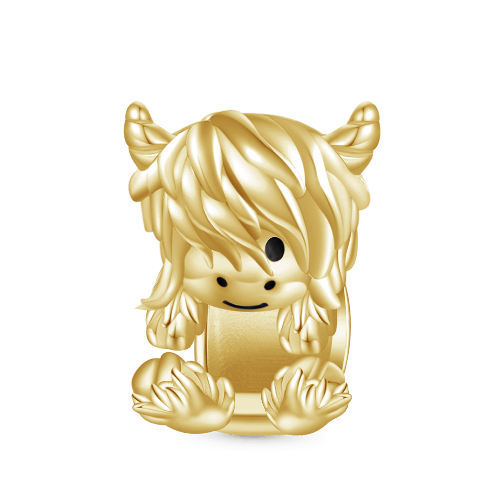 Gold Scottish Highland Cow Charm image number 0