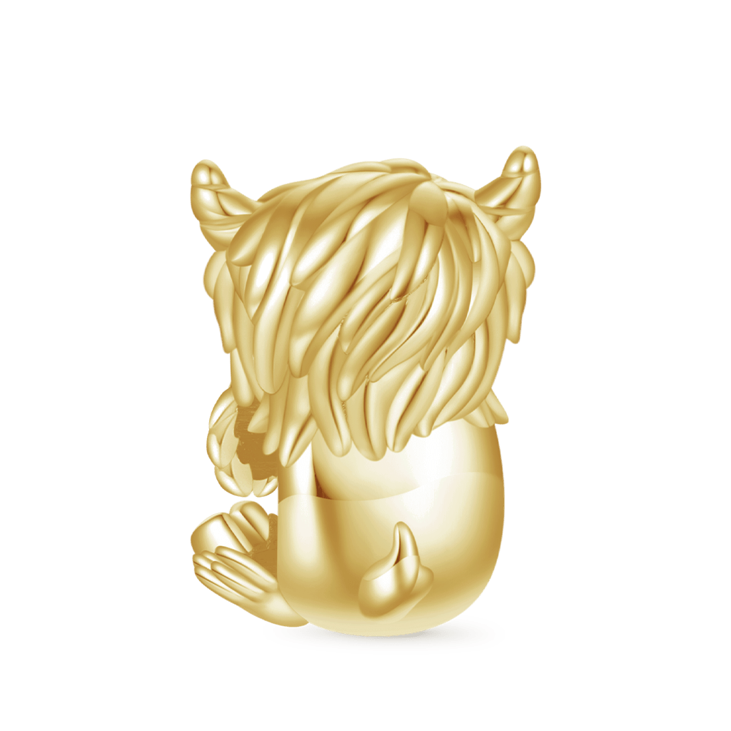Gold Scottish Highland Cow Charm image number 1