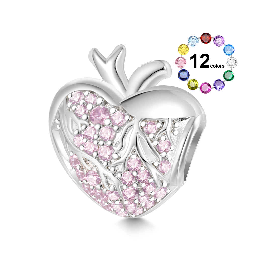 Pink Crystal Engravable Heart Charm image number 0