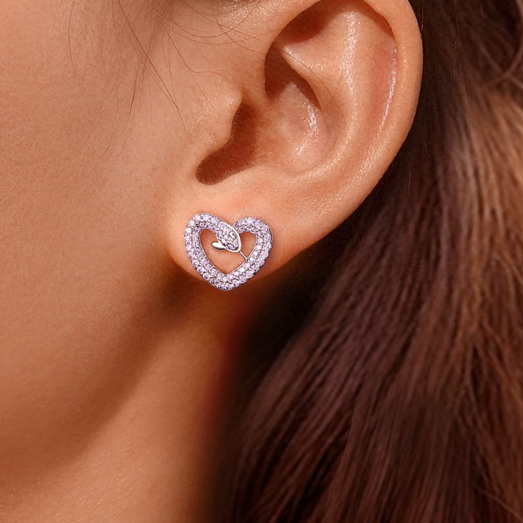 Snake Heart Stud Earrings image number 5