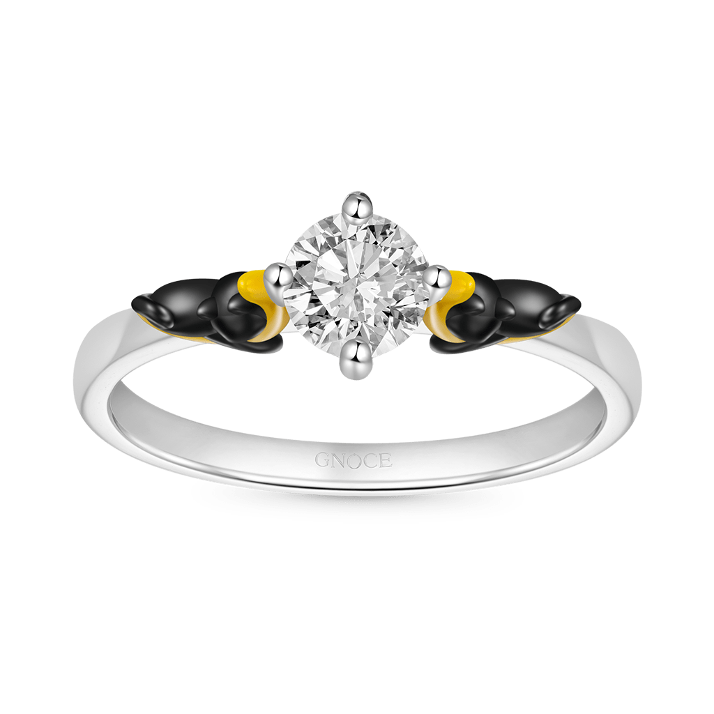 Black Cat Moon White Diamond Ring image number 1