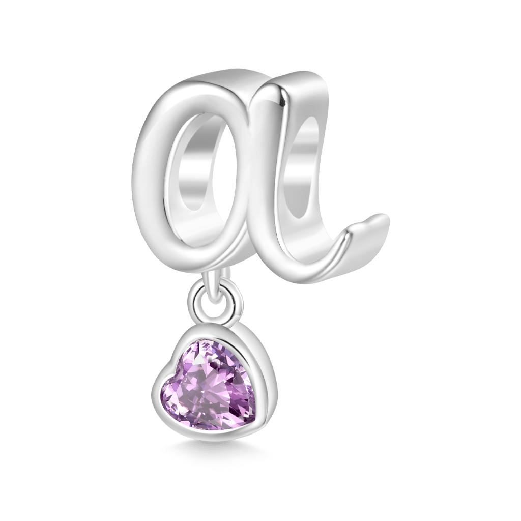 Letter Heart Birthstone Charm image number 0