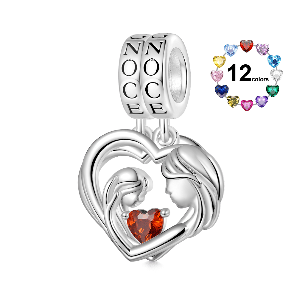 Mother Hug Daughter Heart Double Pendant image number 1