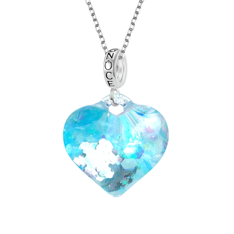 Blue Glitter Heart Necklace image number 0