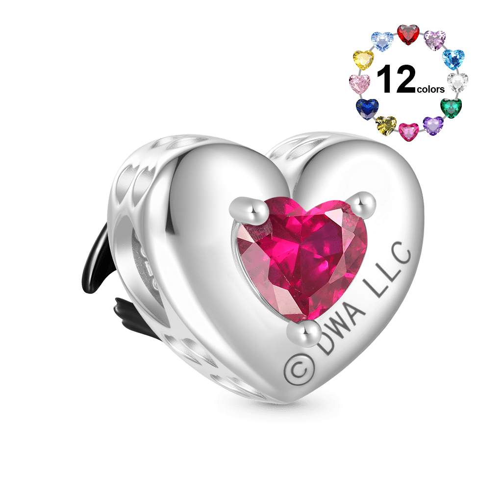 Toothless Heart Birthstone Charm image number 2