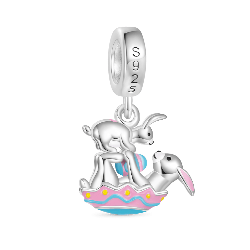 Easter Eggs Kissing Bunny Charm image number 1
