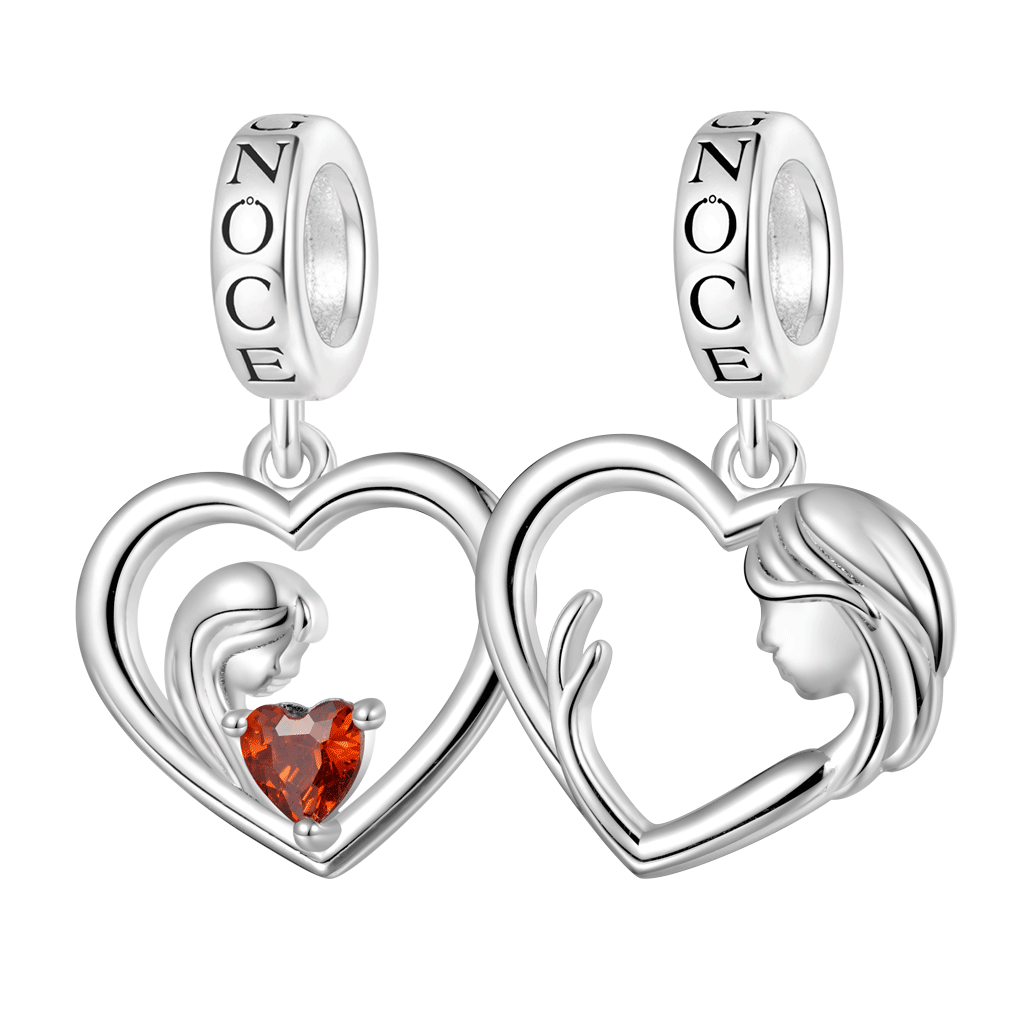 Mother Hug Daughter Heart Double Pendant image number 0
