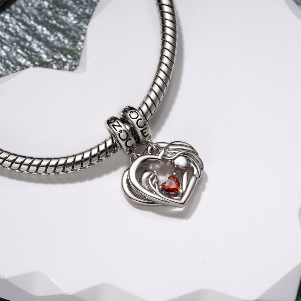 Mother Hug Daughter Heart Double Pendant image number 5