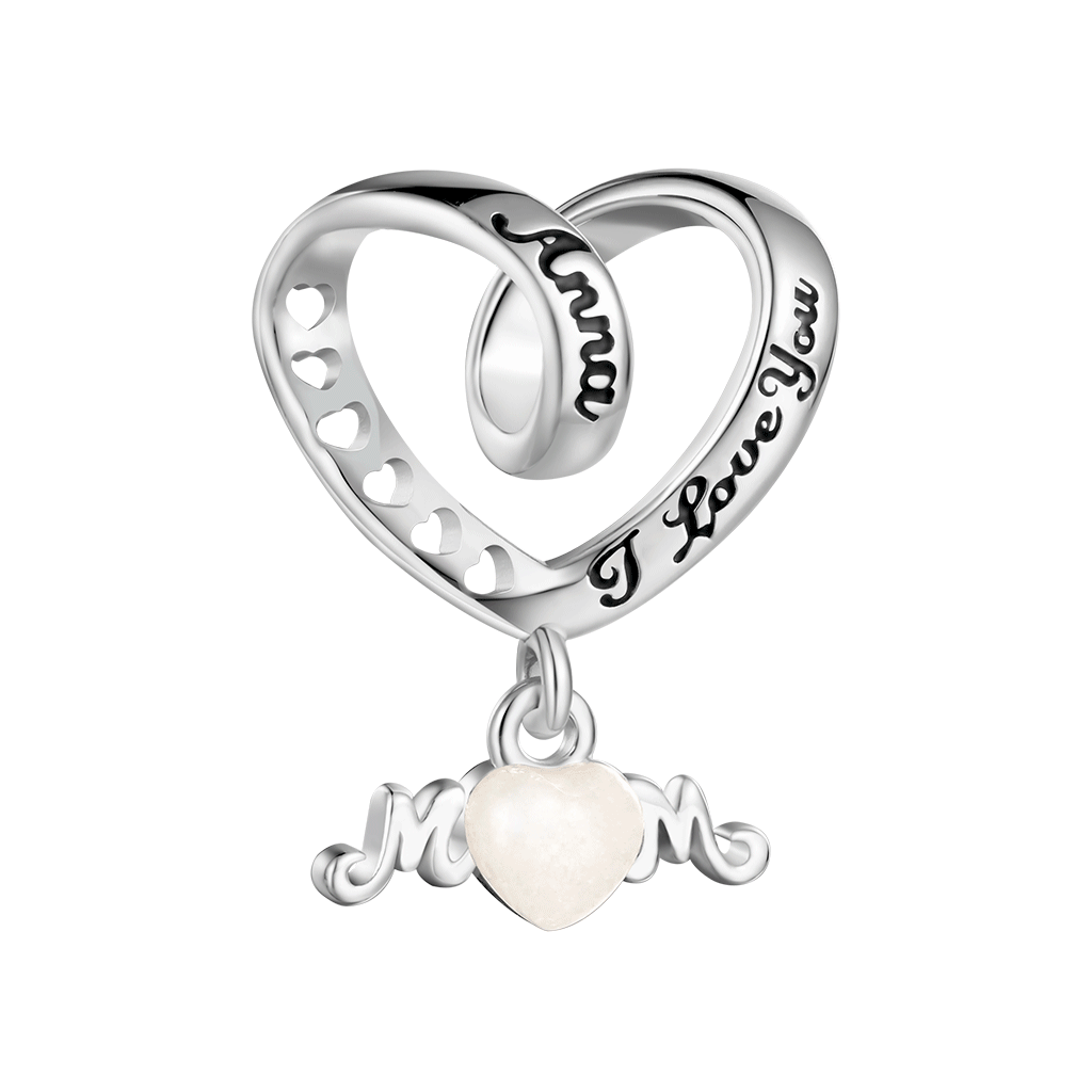 Engravable 'I love you' MoM Heart Charm image number 0