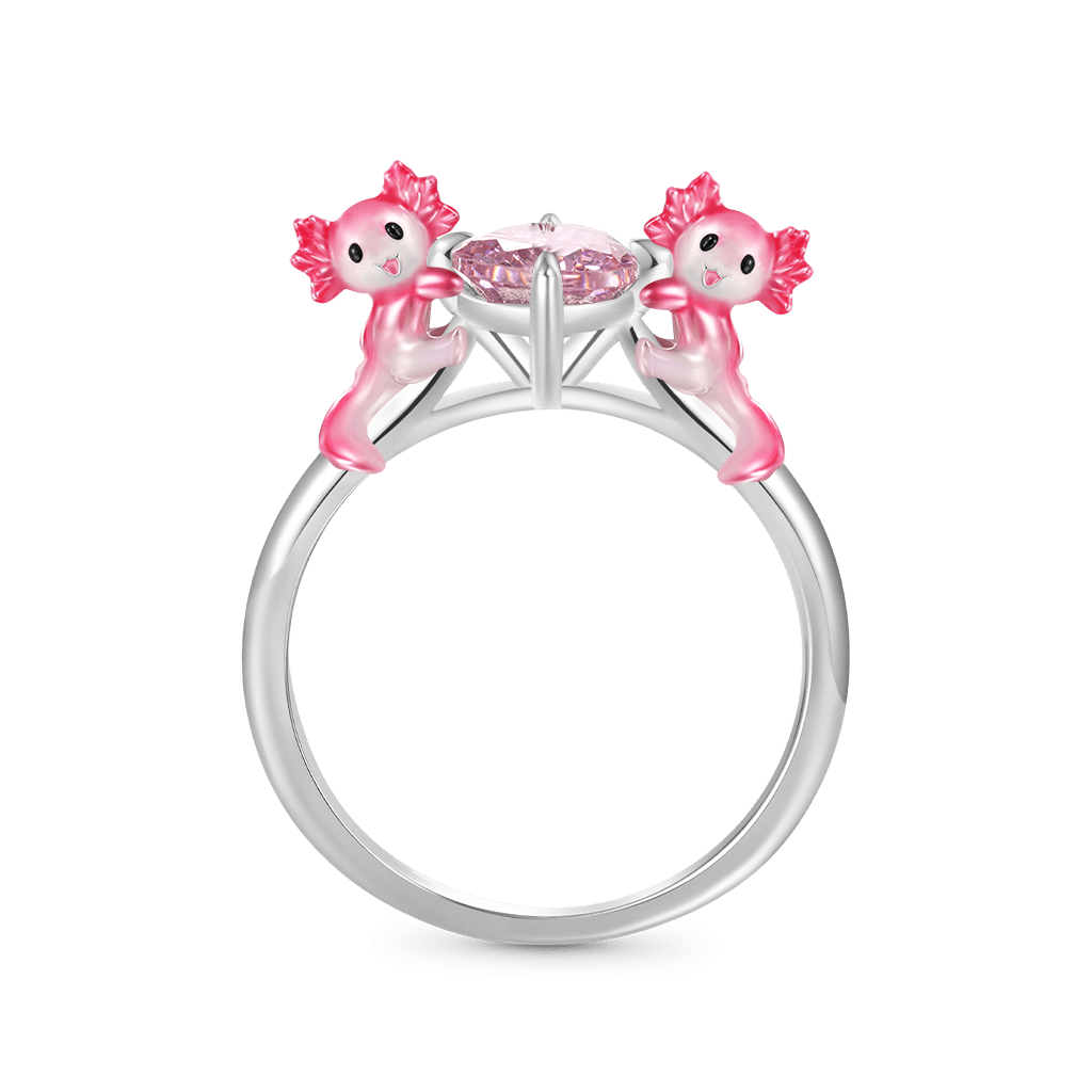 Axolotl Hug Pink Diamond Ring image number 0
