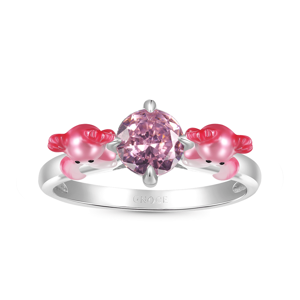 Axolotl Hug Pink Diamond Ring image number 1