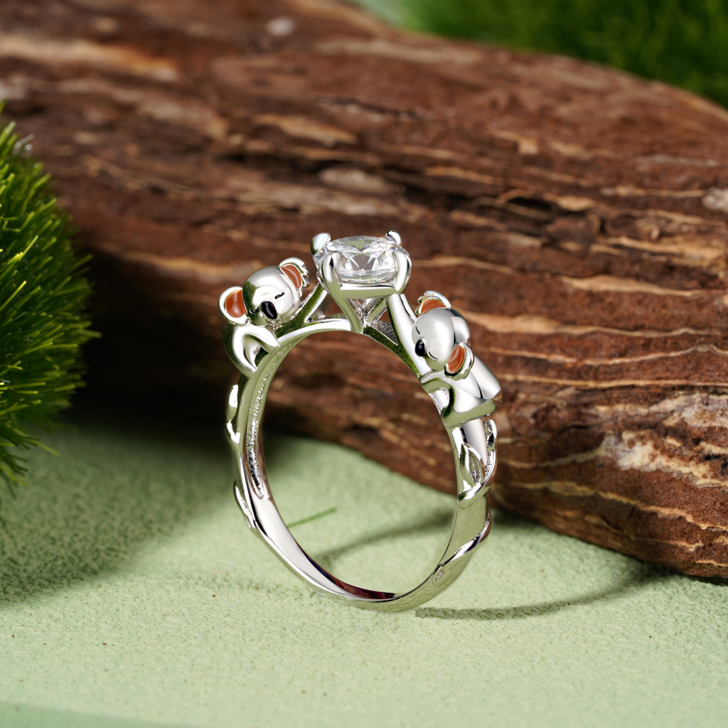 Koala Hug White Diamond Ring image number 2