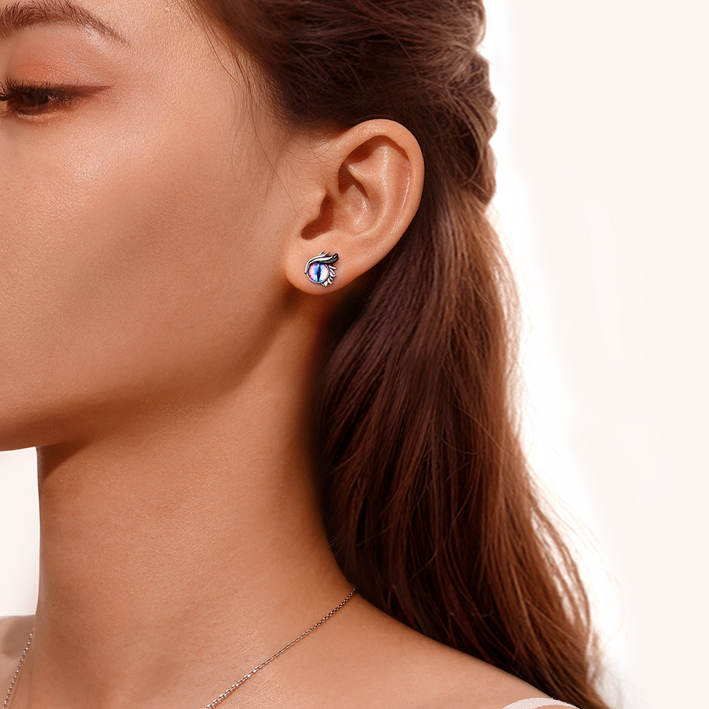 Owl Evil Eye Stud Earrings image number 3