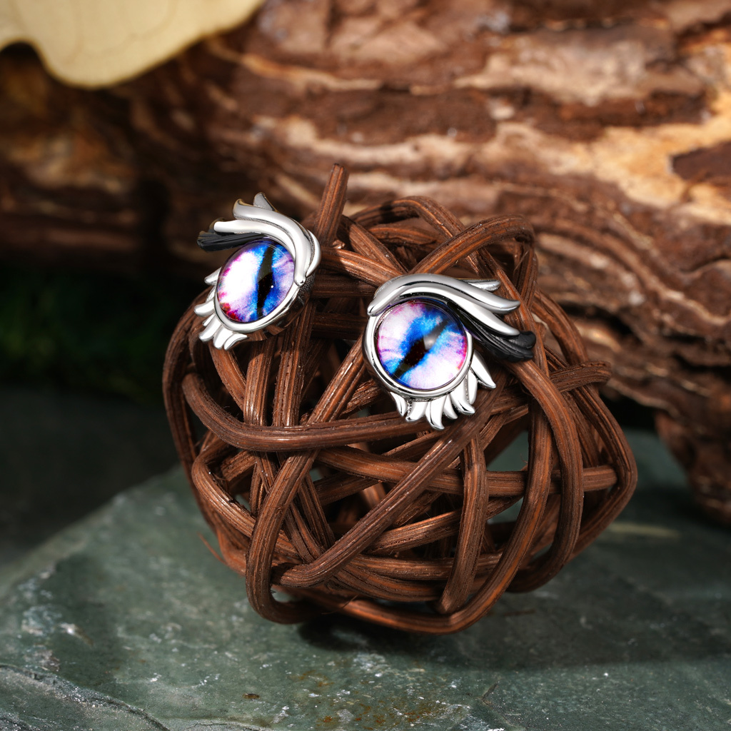 Owl Evil Eye Stud Earrings image number 2