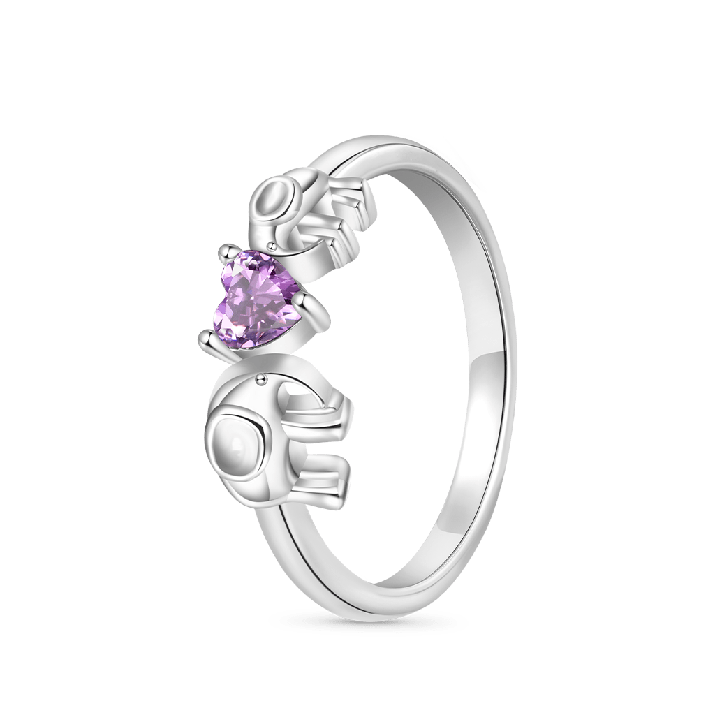 Elephant Mother Love Child Heart Ring image number 1