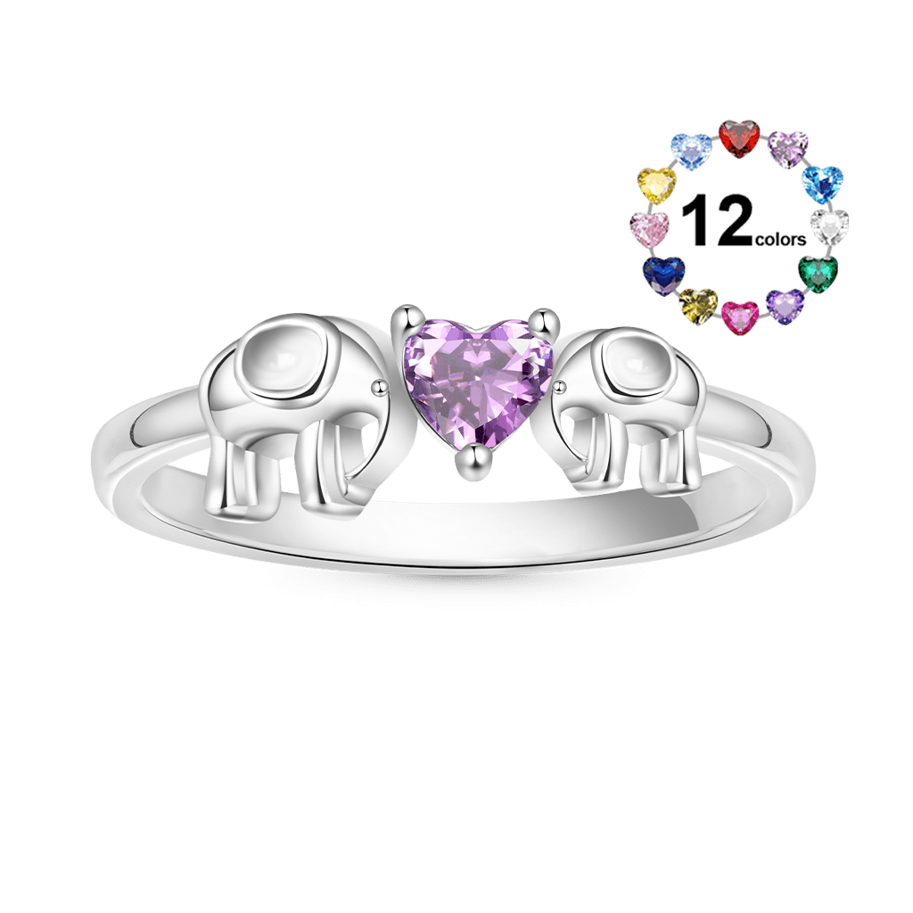 Elephant Mother Love Child Heart Ring image number 0