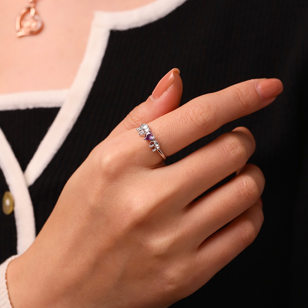 Elephant Mother Love Child Heart Ring image number 4