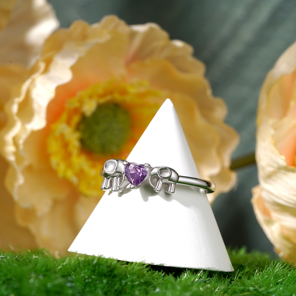Elephant Mother Love Child Heart Ring image number 2