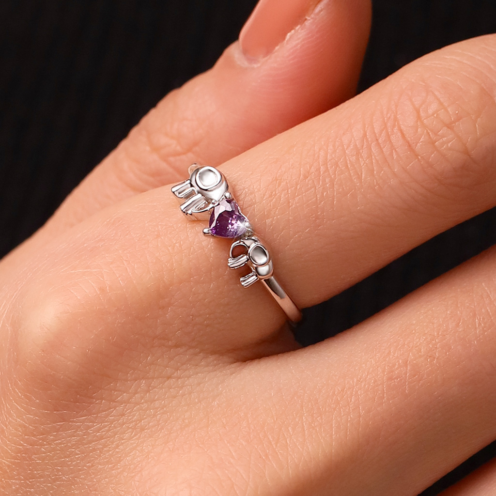 Elephant Mother Love Child Heart Ring image number 5