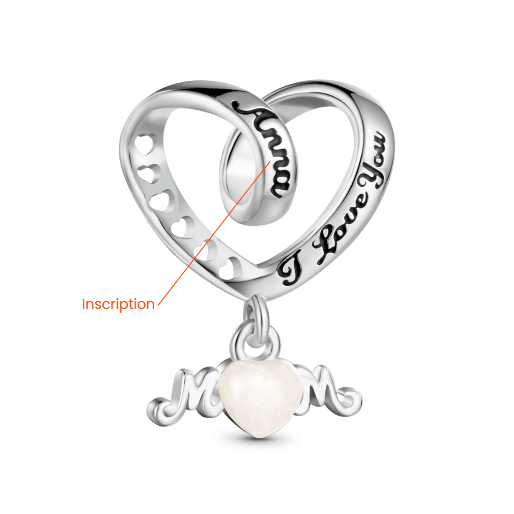 Engravable 'I love you' MoM Heart Charm image number 1