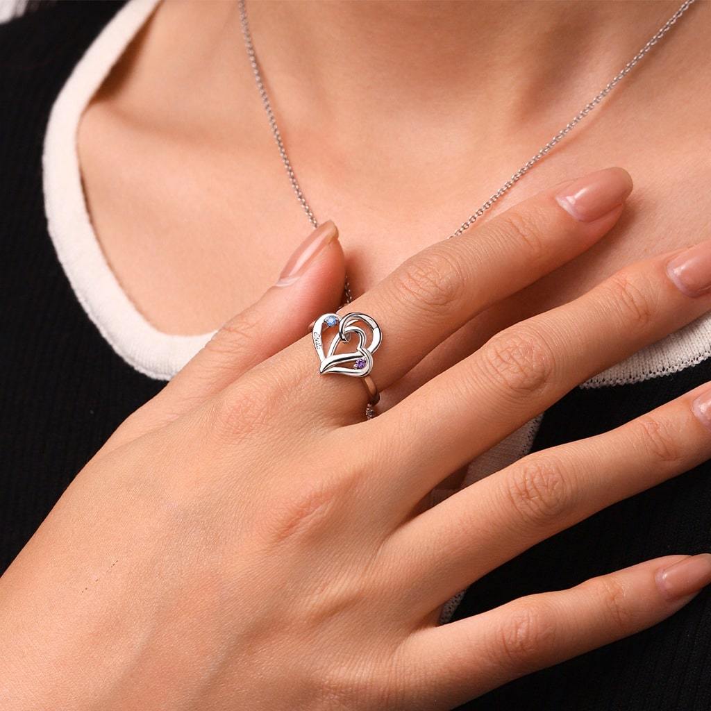 Ladies' Double Heart Promise Ring image number 4