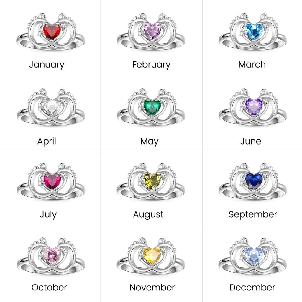 Baby Footprint Heart Ring image number 3