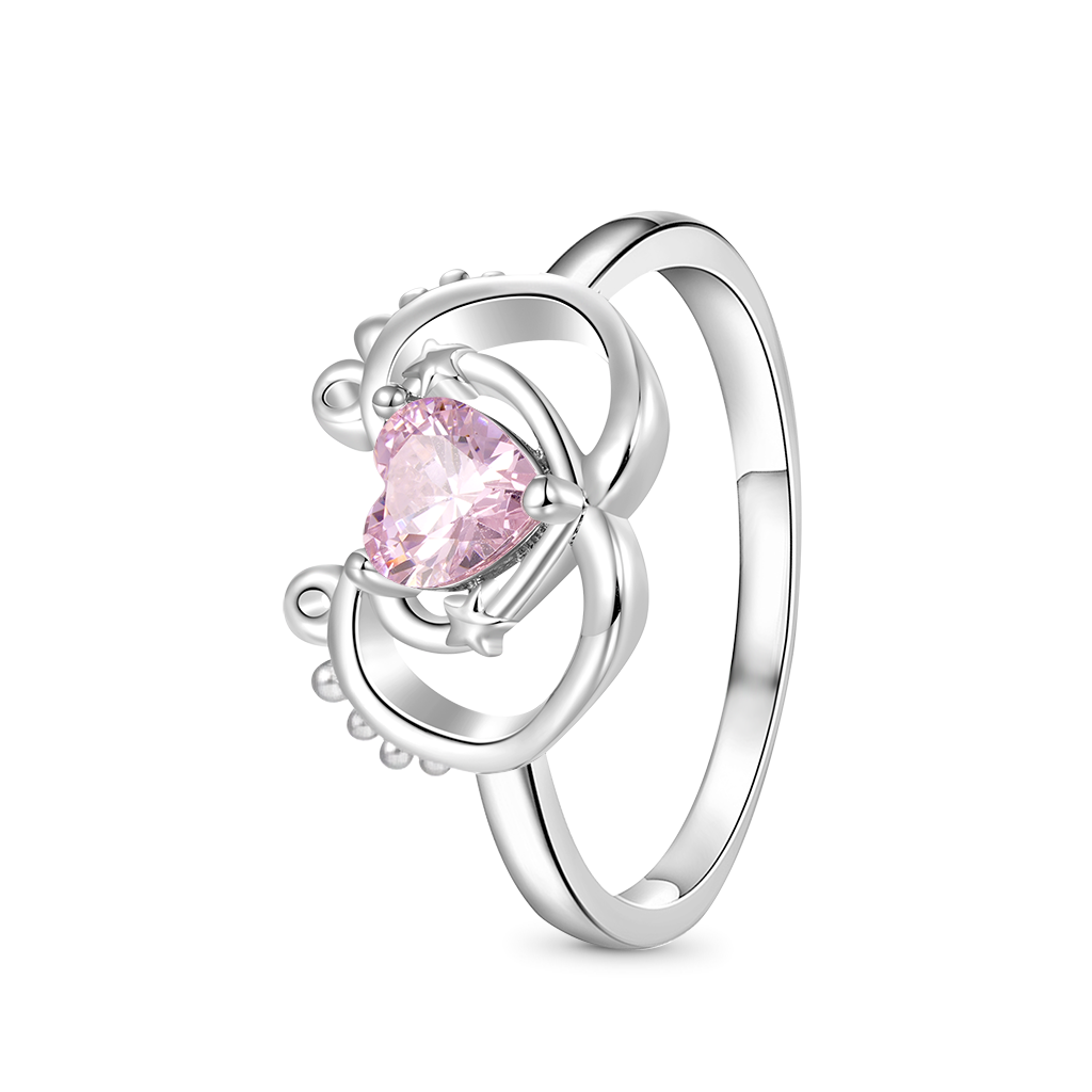 Baby Footprint Heart Ring image number 2