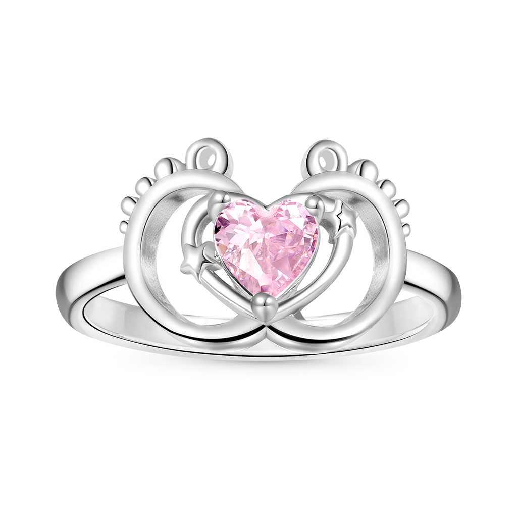 Baby Footprint Heart Ring image number 1