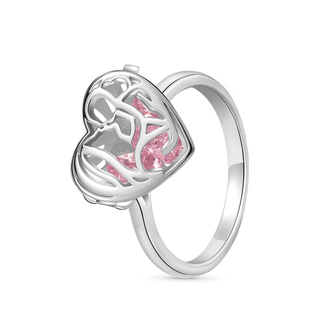 Openable Hollow Heart with Diamond Ring image number 2