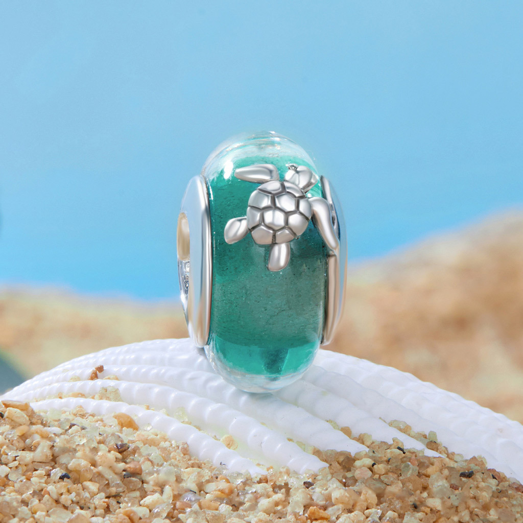 Green Sea Turtle Glass Charm image number 1
