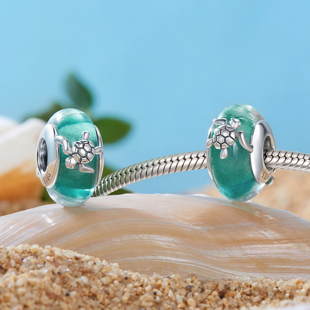 Green Sea Turtle Glass Charm image number 2