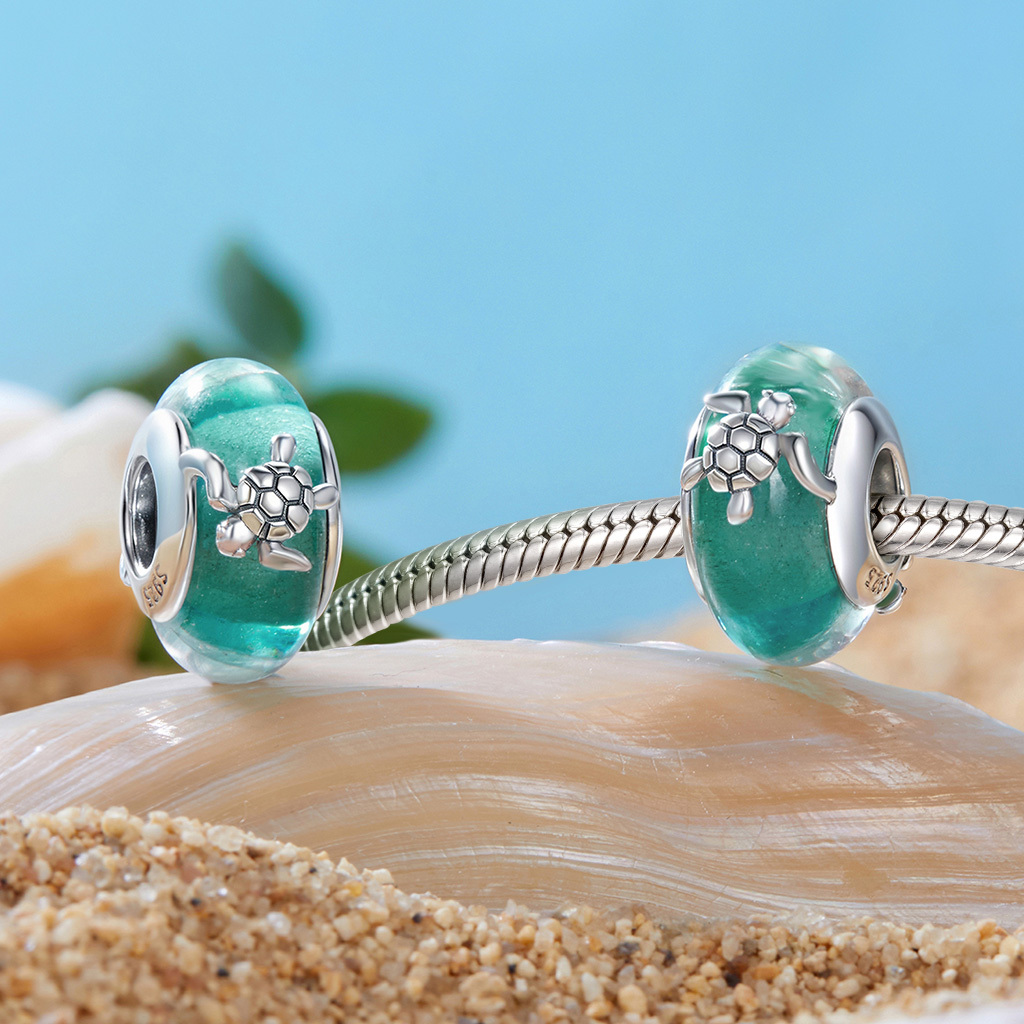 Green Sea Turtle Glass Charm image number 2
