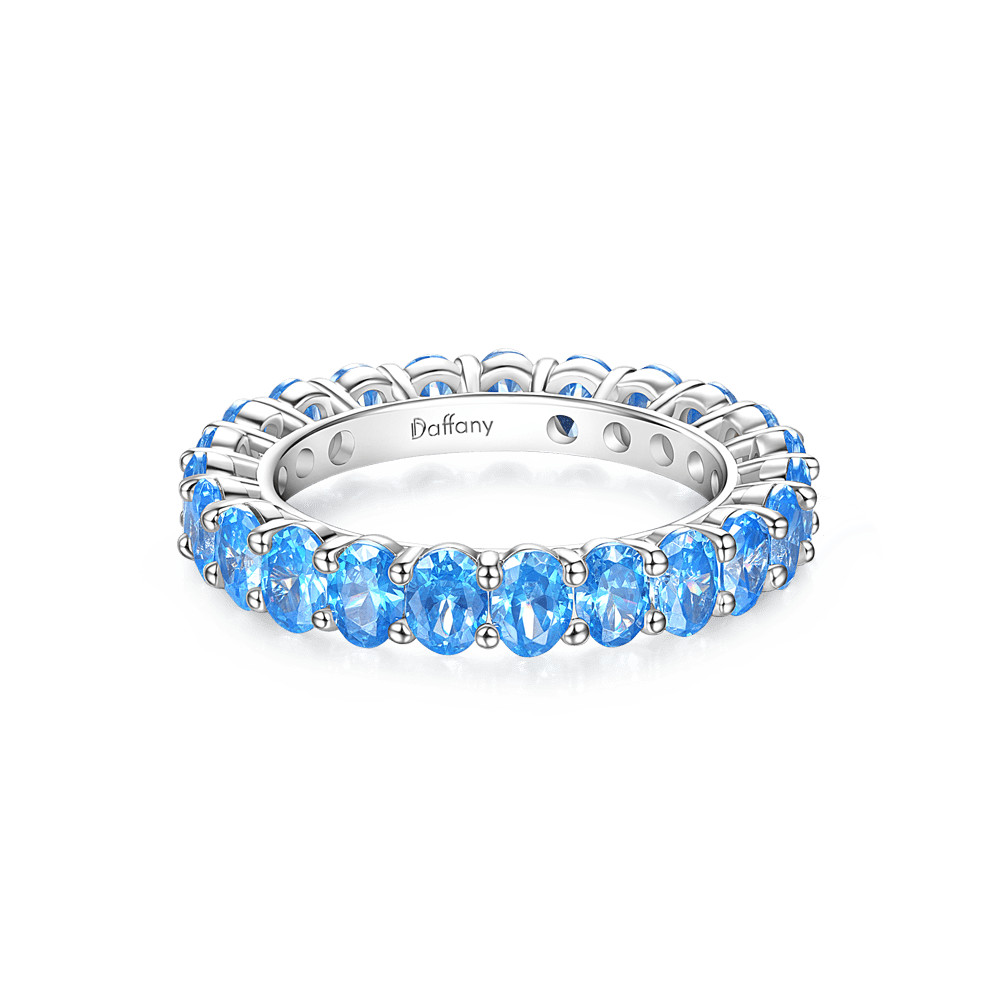 Aquamarine Oval-cut Eternity Band Ring image number 0