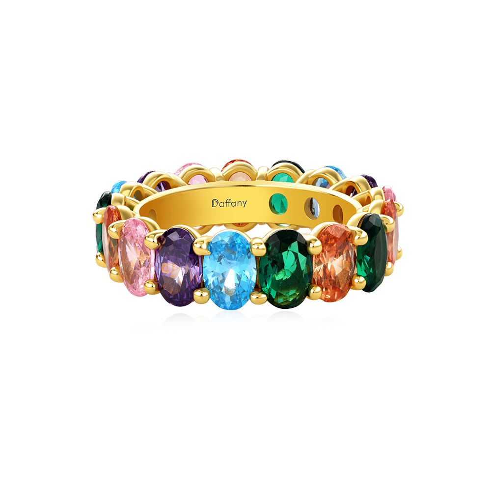 Rainbow Oval-cut Band Ring image number 0
