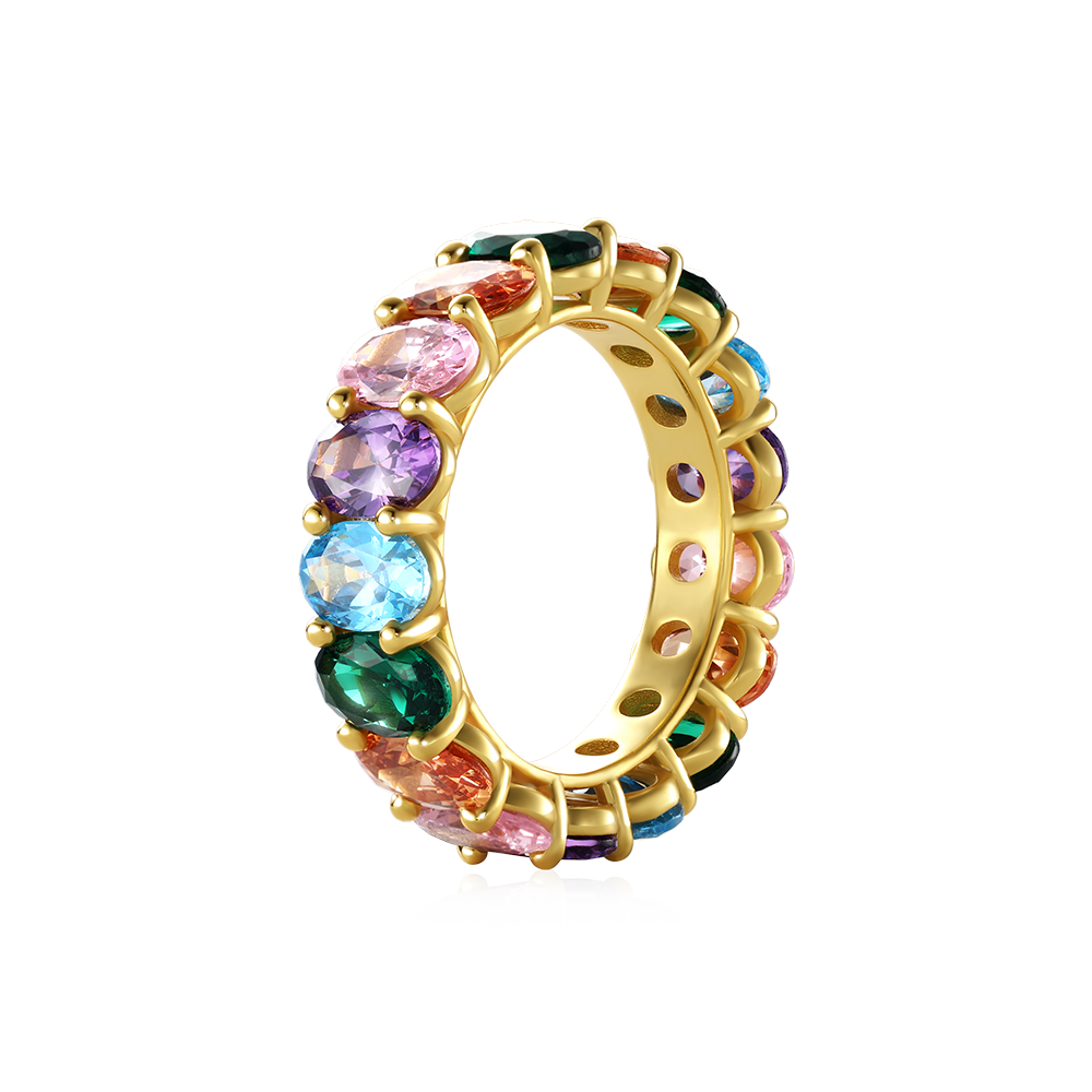 Rainbow Oval-cut Band Ring image number 1
