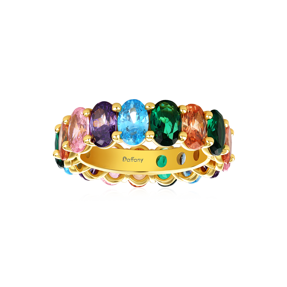 Rainbow Oval-cut Band Ring image number 2